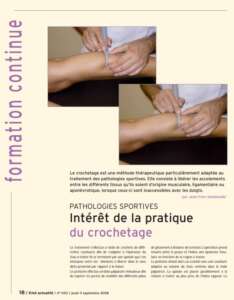 PATHOLOGIES SPORTIVES Intérêt de la pratique du crochetage