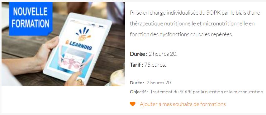 CURSUS LA MERE ET L’ENFANT Prise en charge nutritionnelle du syndrome des ovaires polykystiques (SOPK)